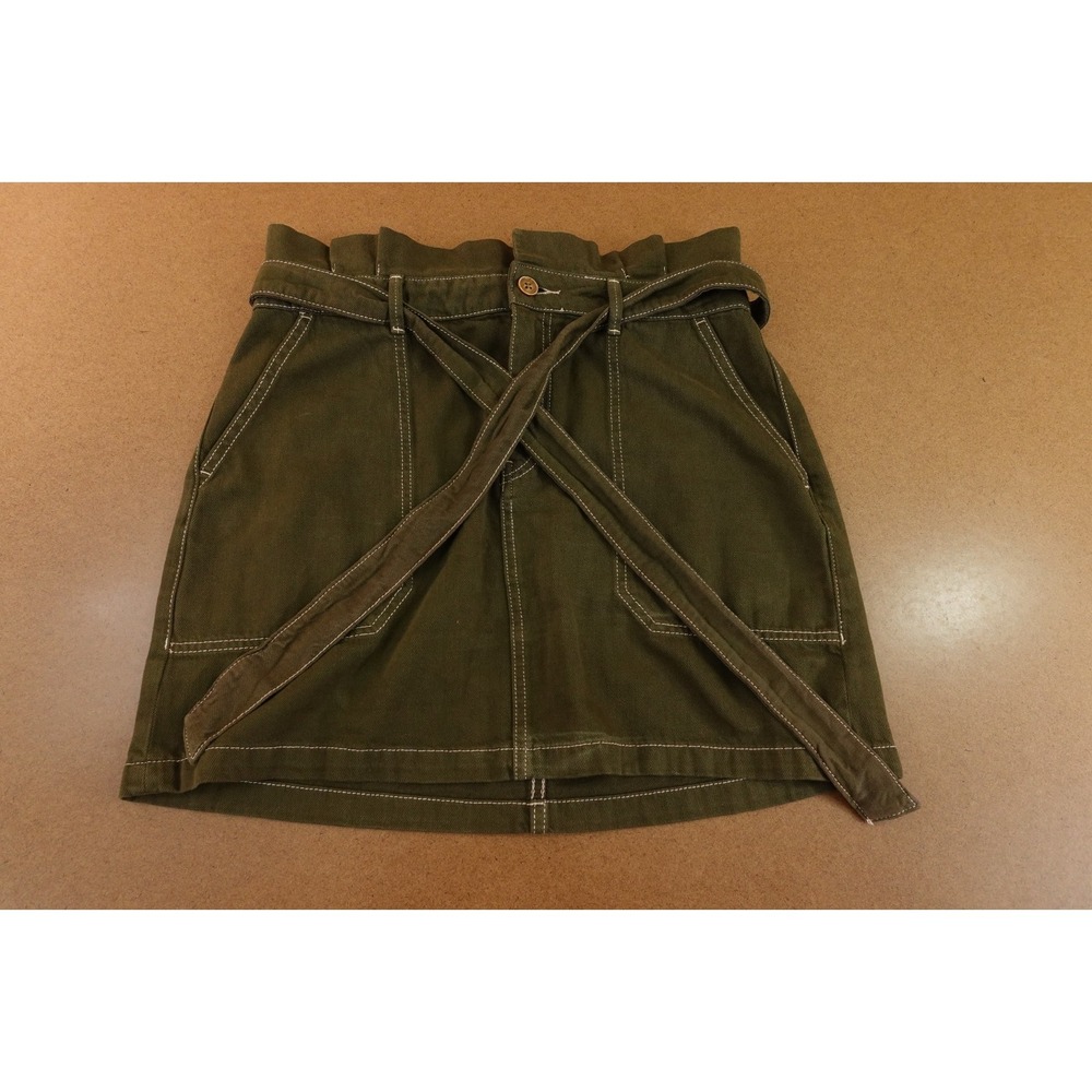Free People Womens Size12 Splendor in the Grass‎ Green Paperbag Tie Waist Skirt